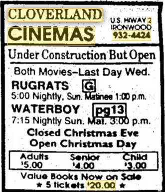 Cloverland Cinema 2 - DEC 1998 AD